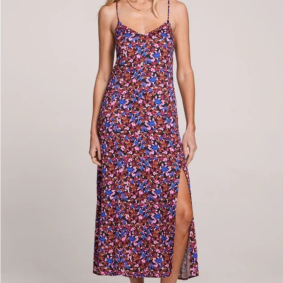 saltwater LUXE Dresses & Skirts - Saltwater Luxe Isabella Midi Dress 90s Slip Botanical Floral Side Slit M
